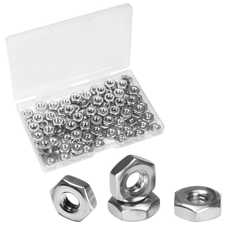 Yinpecly 100pcs #8-32 Hex Nuts, 304 Stainless Steel,Coarse Thread Hexagon Nut,Hex Drive, UNC Small Nuts Fasteners,8-32 Replacement Nut, Right Hand,Tiny - Image 1